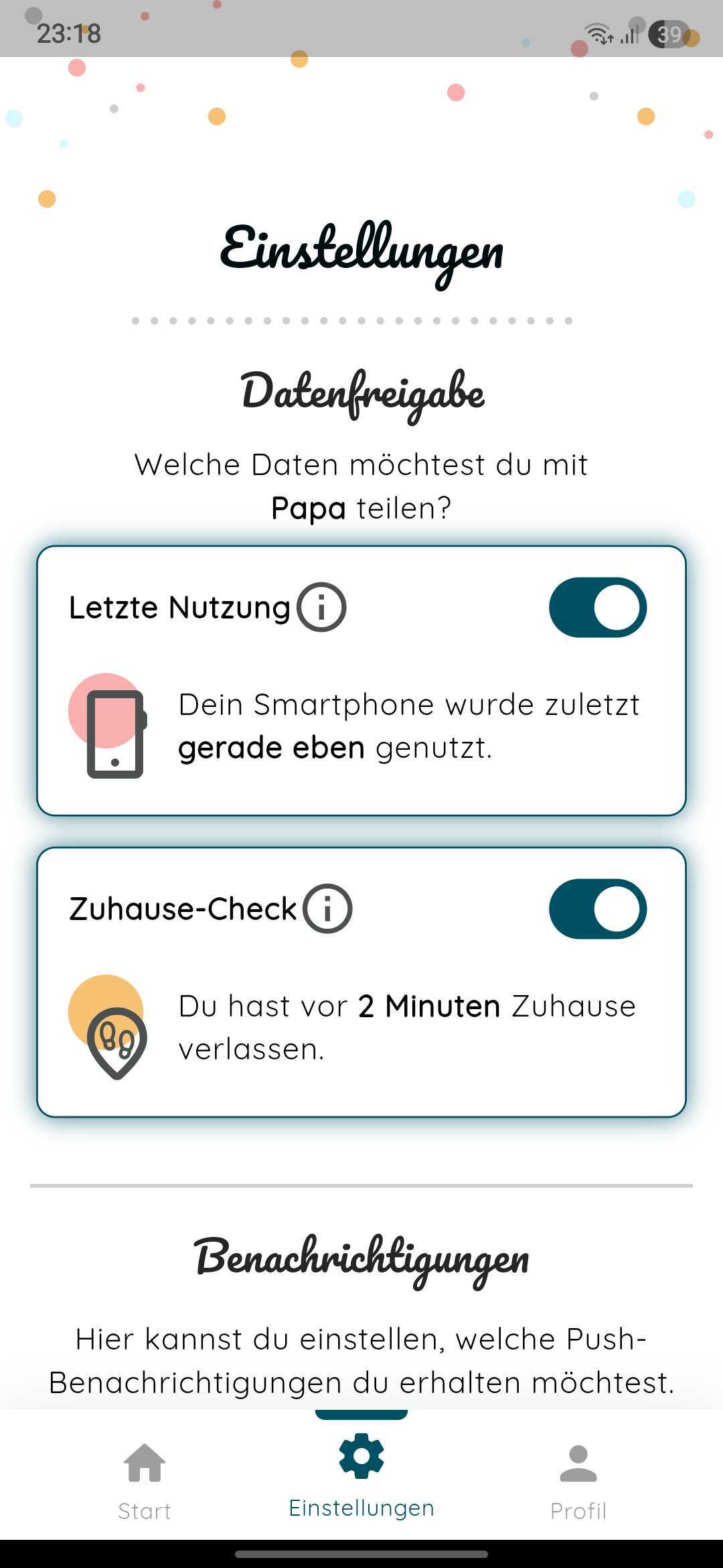 elderli Screenshot - Einstellungen